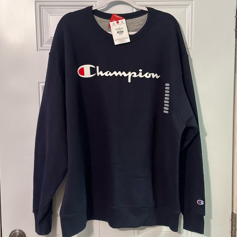 New  Champion Powerblend Men's Sweatshirt - Size 2XL - Navy Blue